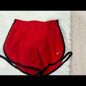 girls red nike shorts